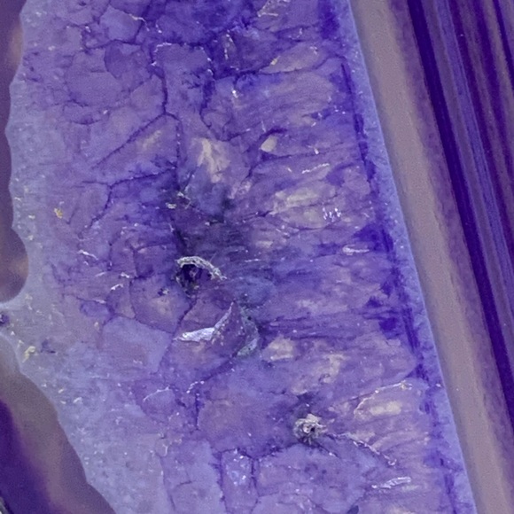 Purple Onyx Druzy Geode Agate Slice Pendant Necklace on Waxed Cotton Cord - Picture 5 of 12